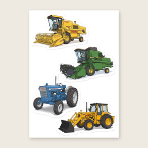 Furrow & Fields Sticker Sheet A5 (5.83″×8.27″) Tractor Mix Illustrated No. 152 | Kiss-Cut Sticker Sheet Quality Farmers Merch