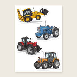 Furrow & Fields Sticker Sheet A5 (5.83″×8.27″) Tractor Mix Illustrated No. 153 | Kiss-Cut Sticker Sheet Quality Farmers Merch