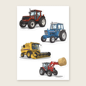 Furrow & Fields Sticker Sheet A5 (5.83″×8.27″) Tractor Mix Illustrated No. 159 | Kiss-Cut Sticker Sheet Quality Farmers Merch