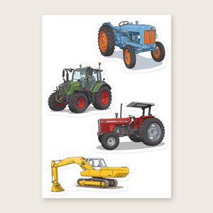 Furrow & Fields Sticker Sheet A5 (5.83″×8.27″) Tractor Mix Illustrated No. 160 | Kiss-Cut Sticker Sheet Quality Farmers Merch