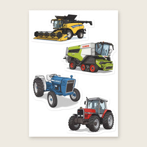 Furrow & Fields Sticker Sheet A5 (5.83″×8.27″) Tractor Mix Illustrated No. 164 | Kiss-Cut Sticker Sheet Quality Farmers Merch