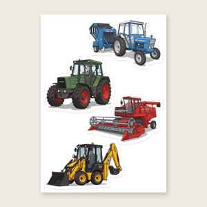 Furrow & Fields Sticker Sheet A5 (5.83″×8.27″) Tractor Mix Illustrated No. 166 | Kiss-Cut Sticker Sheet Quality Farmers Merch