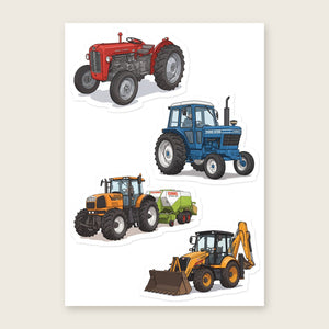 Furrow & Fields Sticker Sheet A5 (5.83″×8.27″) Tractor Mix Illustrated No. 167 | Kiss-Cut Sticker Sheet Quality Farmers Merch