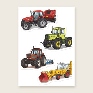 Furrow & Fields Sticker Sheet A5 (5.83″×8.27″) Tractor Mix Illustrated No. 17 | Kiss-Cut Sticker Sheet Quality Farmers Merch
