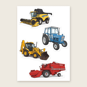Furrow & Fields Sticker Sheet A5 (5.83″×8.27″) Tractor Mix Illustrated No. 172 | Kiss-Cut Sticker Sheet Quality Farmers Merch