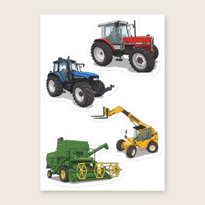 Furrow & Fields Sticker Sheet A5 (5.83″×8.27″) Tractor Mix Illustrated No. 173 | Kiss-Cut Sticker Sheet Quality Farmers Merch