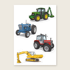Furrow & Fields Sticker Sheet A5 (5.83″×8.27″) Tractor Mix Illustrated No. 178 | Kiss-Cut Sticker Sheet Quality Farmers Merch