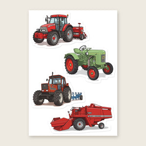 Furrow & Fields Sticker Sheet A5 (5.83″×8.27″) Tractor Mix Illustrated No. 185 | Kiss-Cut Sticker Sheet Quality Farmers Merch