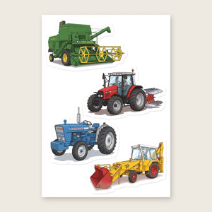 Furrow & Fields Sticker Sheet A5 (5.83″×8.27″) Tractor Mix Illustrated No. 189 | Kiss-Cut Sticker Sheet Quality Farmers Merch