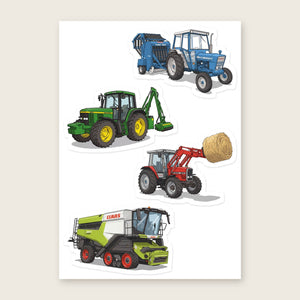 Furrow & Fields Sticker Sheet A5 (5.83″×8.27″) Tractor Mix Illustrated No. 19 | Kiss-Cut Sticker Sheet Quality Farmers Merch