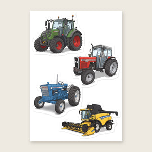 Furrow & Fields Sticker Sheet A5 (5.83″×8.27″) Tractor Mix Illustrated No. 190 | Kiss-Cut Sticker Sheet Quality Farmers Merch