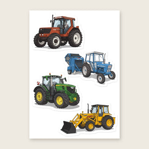 Furrow & Fields Sticker Sheet A5 (5.83″×8.27″) Tractor Mix Illustrated No. 192 | Kiss-Cut Sticker Sheet Quality Farmers Merch