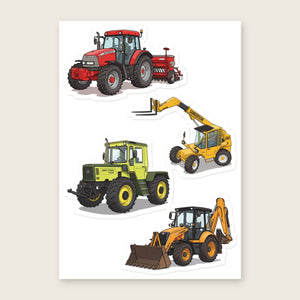 Furrow & Fields Sticker Sheet A5 (5.83″×8.27″) Tractor Mix Illustrated No. 2 | Kiss-Cut Sticker Sheet Quality Farmers Merch