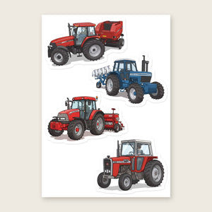 Furrow & Fields Sticker Sheet A5 (5.83″×8.27″) Tractor Mix Illustrated No. 203 | Kiss-Cut Sticker Sheet Quality Farmers Merch