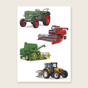 Furrow & Fields Sticker Sheet A5 (5.83″×8.27″) Tractor Mix Illustrated No. 205 | Kiss-Cut Sticker Sheet Quality Farmers Merch