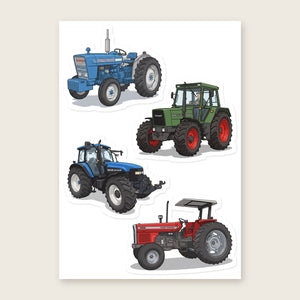 Furrow & Fields Sticker Sheet A5 (5.83″×8.27″) Tractor Mix Illustrated No. 207 | Kiss-Cut Sticker Sheet Quality Farmers Merch