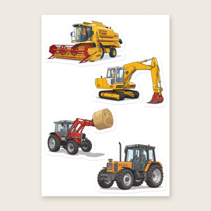 Furrow & Fields Sticker Sheet A5 (5.83″×8.27″) Tractor Mix Illustrated No. 208 | Kiss-Cut Sticker Sheet Quality Farmers Merch