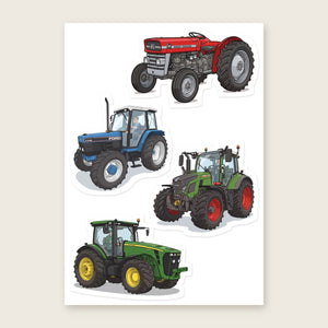 Furrow & Fields Sticker Sheet A5 (5.83″×8.27″) Tractor Mix Illustrated No. 209 | Kiss-Cut Sticker Sheet Quality Farmers Merch