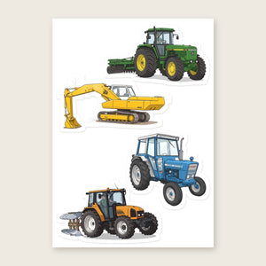 Furrow & Fields Sticker Sheet A5 (5.83″×8.27″) Tractor Mix Illustrated No. 21 | Kiss-Cut Sticker Sheet Quality Farmers Merch