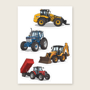 Furrow & Fields Sticker Sheet A5 (5.83″×8.27″) Tractor Mix Illustrated No. 210 | Kiss-Cut Sticker Sheet Quality Farmers Merch