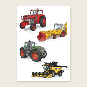 Furrow & Fields Sticker Sheet A5 (5.83″×8.27″) Tractor Mix Illustrated No. 215 | Kiss-Cut Sticker Sheet Quality Farmers Merch