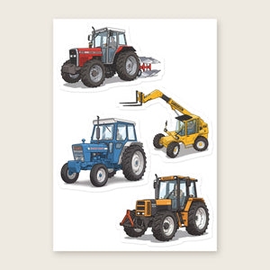 Furrow & Fields Sticker Sheet A5 (5.83″×8.27″) Tractor Mix Illustrated No. 216 | Kiss-Cut Sticker Sheet Quality Farmers Merch