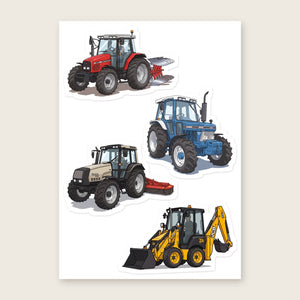 Furrow & Fields Sticker Sheet A5 (5.83″×8.27″) Tractor Mix Illustrated No. 227 | Kiss-Cut Sticker Sheet Quality Farmers Merch