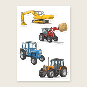Furrow & Fields Sticker Sheet A5 (5.83″×8.27″) Tractor Mix Illustrated No. 25 | Kiss-Cut Sticker Sheet Quality Farmers Merch
