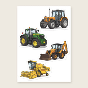Furrow & Fields Sticker Sheet A5 (5.83″×8.27″) Tractor Mix Illustrated No. 33 | Kiss-Cut Sticker Sheet Quality Farmers Merch