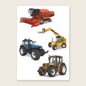 Furrow & Fields Sticker Sheet A5 (5.83″×8.27″) Tractor Mix Illustrated No. 38 | Kiss-Cut Sticker Sheet Quality Farmers Merch