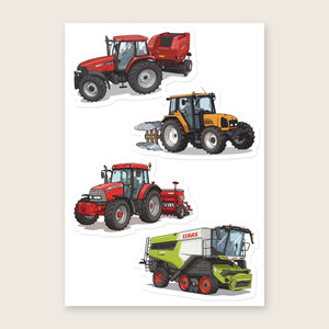 Furrow & Fields Sticker Sheet A5 (5.83″×8.27″) Tractor Mix Illustrated No. 4 | Kiss-Cut Sticker Sheet Quality Farmers Merch