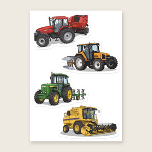 Furrow & Fields Sticker Sheet A5 (5.83″×8.27″) Tractor Mix Illustrated No. 40 | Kiss-Cut Sticker Sheet Quality Farmers Merch