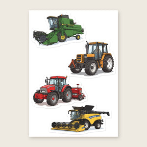 Furrow & Fields Sticker Sheet A5 (5.83″×8.27″) Tractor Mix Illustrated No. 43 | Kiss-Cut Sticker Sheet Quality Farmers Merch