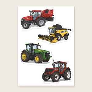 Furrow & Fields Sticker Sheet A5 (5.83″×8.27″) Tractor Mix Illustrated No. 44 | Kiss-Cut Sticker Sheet Quality Farmers Merch