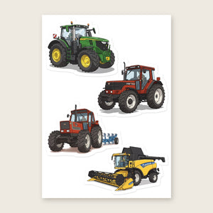 Furrow & Fields Sticker Sheet A5 (5.83″×8.27″) Tractor Mix Illustrated No. 50 | Kiss-Cut Sticker Sheet Quality Farmers Merch