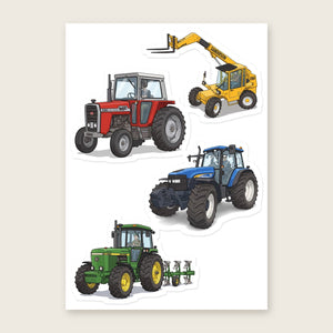 Furrow & Fields Sticker Sheet A5 (5.83″×8.27″) Tractor Mix Illustrated No. 58 | Kiss-Cut Sticker Sheet Quality Farmers Merch