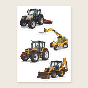 Furrow & Fields Sticker Sheet A5 (5.83″×8.27″) Tractor Mix Illustrated No. 6 | Kiss-Cut Sticker Sheet Quality Farmers Merch