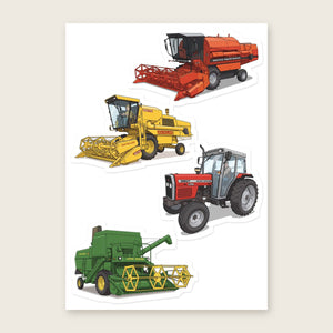 Furrow & Fields Sticker Sheet A5 (5.83″×8.27″) Tractor Mix Illustrated No. 62 | Kiss-Cut Sticker Sheet Quality Farmers Merch