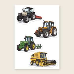 Furrow & Fields Sticker Sheet A5 (5.83″×8.27″) Tractor Mix Illustrated No. 65 | Kiss-Cut Sticker Sheet Quality Farmers Merch