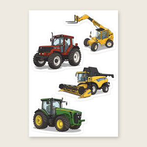 Furrow & Fields Sticker Sheet A5 (5.83″×8.27″) Tractor Mix Illustrated No. 67 | Kiss-Cut Sticker Sheet Quality Farmers Merch