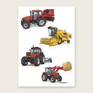 Furrow & Fields Sticker Sheet A5 (5.83″×8.27″) Tractor Mix Illustrated No. 73 | Kiss-Cut Sticker Sheet Quality Farmers Merch