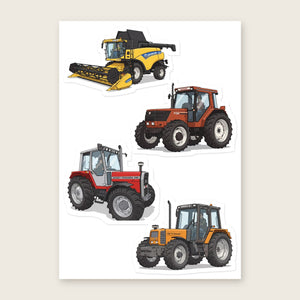 Furrow & Fields Sticker Sheet A5 (5.83″×8.27″) Tractor Mix Illustrated No. 75 | Kiss-Cut Sticker Sheet Quality Farmers Merch