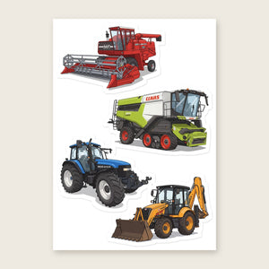 Furrow & Fields Sticker Sheet A5 (5.83″×8.27″) Tractor Mix Illustrated No. 76 | Kiss-Cut Sticker Sheet Quality Farmers Merch