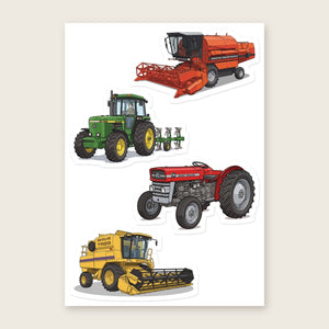 Furrow & Fields Sticker Sheet A5 (5.83″×8.27″) Tractor Mix Illustrated No. 77 | Kiss-Cut Sticker Sheet Quality Farmers Merch