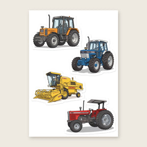 Furrow & Fields Sticker Sheet A5 (5.83″×8.27″) Tractor Mix Illustrated No. 81 | Kiss-Cut Sticker Sheet Quality Farmers Merch