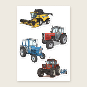 Furrow & Fields Sticker Sheet A5 (5.83″×8.27″) Tractor Mix Illustrated No. 86 | Kiss-Cut Sticker Sheet Quality Farmers Merch