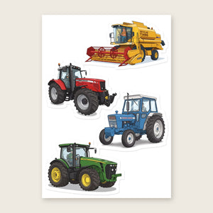 Furrow & Fields Sticker Sheet A5 (5.83″×8.27″) Tractor Mix Illustrated No. 89 | Kiss-Cut Sticker Sheet Quality Farmers Merch