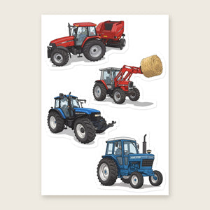 Furrow & Fields Sticker Sheet A5 (5.83″×8.27″) Tractor Mix Illustrated No. 91 | Kiss-Cut Sticker Sheet Quality Farmers Merch