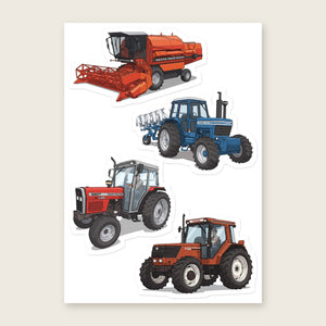 Furrow & Fields Sticker Sheet A5 (5.83″×8.27″) Tractor Mix Illustrated No. 96 | Kiss-Cut Sticker Sheet Quality Farmers Merch