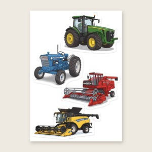 Furrow & Fields Sticker Sheet A5 (5.83″×8.27″) Tractor Mix Illustrated No. 98 | Kiss-Cut Sticker Sheet Quality Farmers Merch